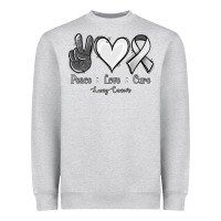 Heather Grey Peace Love Cure Lung Cancer Heavyweight Sweatshirt - Jasminsmagicworld