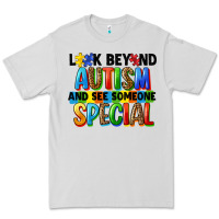 Dove Grey look beyond autism and see someone special Premium Tee - FaDigitalArtStudio