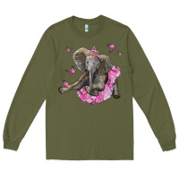 Army Green baby elephant with tutu Long Sleeve Tee - LillyAllenDesigns