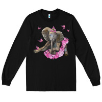 Black baby elephant with tutu Long Sleeve Tee - LillyAllenDesigns
