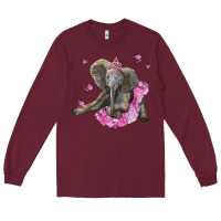 Burgundy baby elephant with tutu Long Sleeve Tee - LillyAllenDesigns