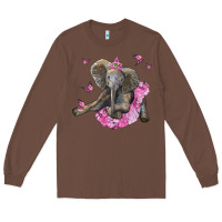 Chestnut baby elephant with tutu Long Sleeve Tee - LillyAllenDesigns