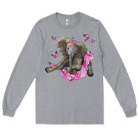 Heather Grey baby elephant with tutu Long Sleeve Tee - LillyAllenDesigns