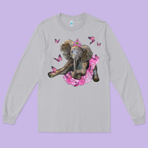 Baby Elephant With Tutu Long Sleeve Tee Designed By Lillyallendesigns
