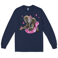 Navy baby elephant with tutu Long Sleeve Tee - LillyAllenDesigns