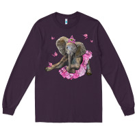 Plum baby elephant with tutu Long Sleeve Tee - LillyAllenDesigns