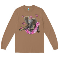 Toasted Coconut baby elephant with tutu Long Sleeve Tee - LillyAllenDesigns