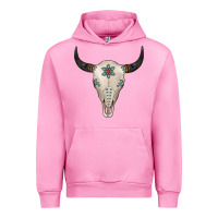 Fuchsia Pink Turquoise Bull Skull Urban Hoodie - Jasminsmagicworld