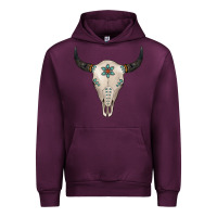 Mauve Wine Turquoise Bull Skull Urban Hoodie - Jasminsmagicworld