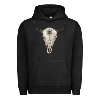 Pigment Black Turquoise Bull Skull Urban Hoodie - Jasminsmagicworld