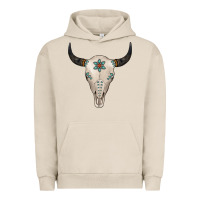 Pigment French Oak Turquoise Bull Skull Urban Hoodie - Jasminsmagicworld