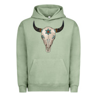 Pigment Oil Green Turquoise Bull Skull Urban Hoodie - Jasminsmagicworld