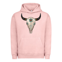 Pigment Salmon Turquoise Bull Skull Urban Hoodie - Jasminsmagicworld