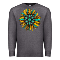 Charcoal Heather turquoise leopard sunflower Premium Sweatshirt - Jasminsmagicworld