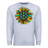 Heather Grey turquoise leopard sunflower Premium Sweatshirt - Jasminsmagicworld