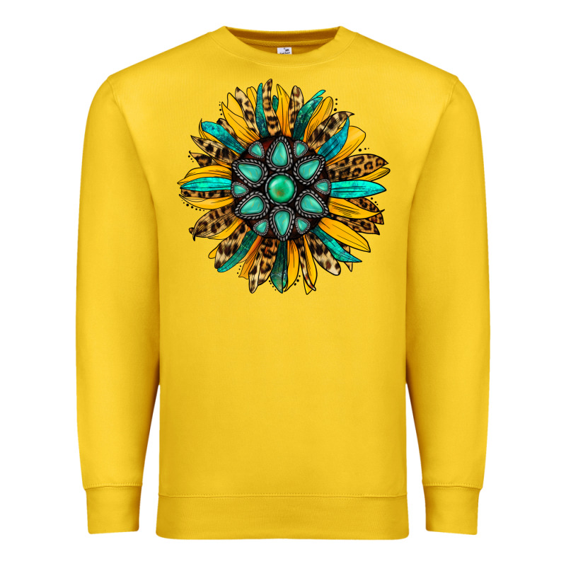 Turquoise Leopard Sunflower Premium Sweatshirt by Jasminsmagicworld | Teevron