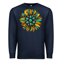 Navy turquoise leopard sunflower Premium Sweatshirt - Jasminsmagicworld