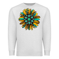Oatmeal Heather turquoise leopard sunflower Premium Sweatshirt - Jasminsmagicworld