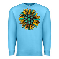 Ocean Blue turquoise leopard sunflower Premium Sweatshirt - Jasminsmagicworld