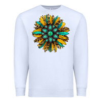 White turquoise leopard sunflower Premium Sweatshirt - Jasminsmagicworld
