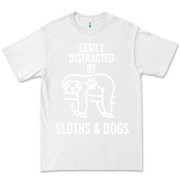 White easily distracted by sloths and dogs funny sloth quote paw print Premium Tee - artisFamous