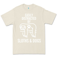 Bone easily distracted by sloths and dogs funny sloth quote paw print Premium Tee - artisFamous