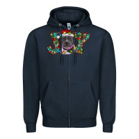 Navy Christmas Pitbull Joy Zipper Hoodie - RanaPortraitStore