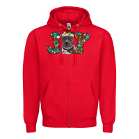 Red Christmas Pitbull Joy Zipper Hoodie - RanaPortraitStore