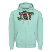 Seafoam Christmas Pitbull Joy Zipper Hoodie - RanaPortraitStore