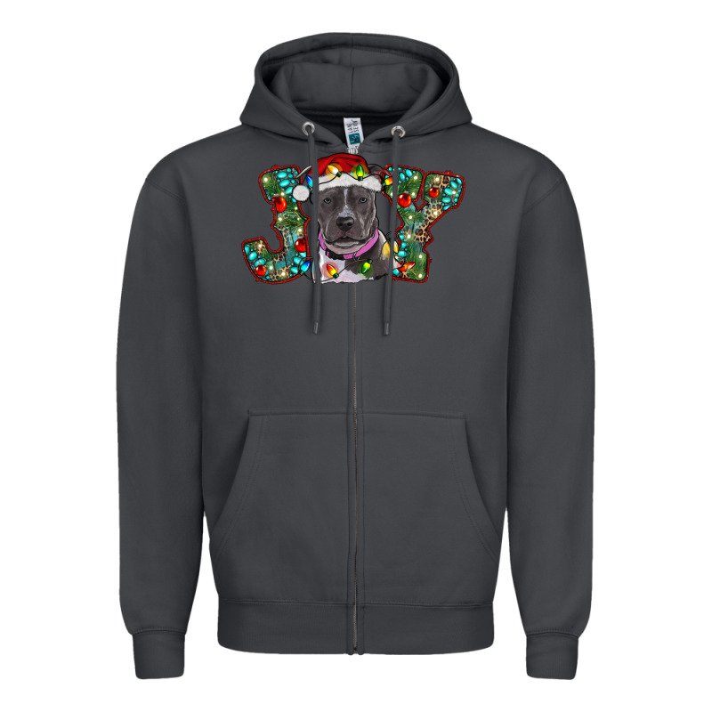 Christmas Pitbull Joy Zipper Hoodie by RanaPortraitStore | Teevron