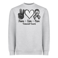 Heather Grey Peace Love Cure Carcinoid Cancer Heavyweight Sweatshirt - Jasminsmagicworld