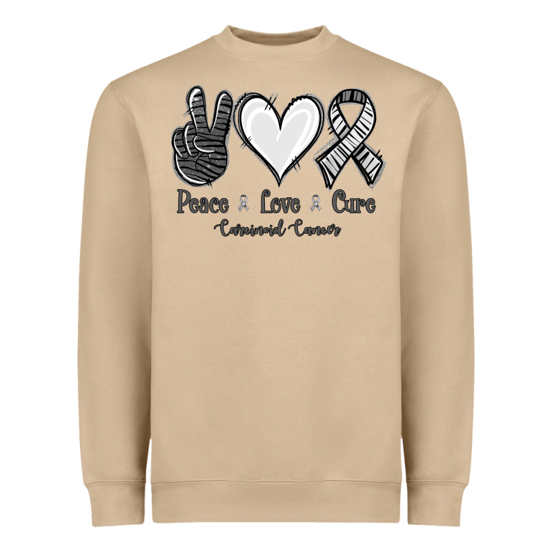 Peace Love Cure Carcinoid Cancer Heavyweight Sweatshirt by Jasminsmagicworld | Teevron