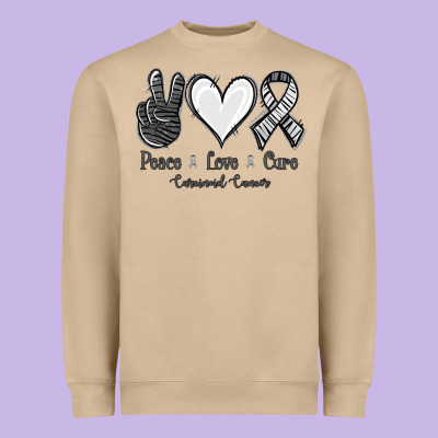 Peace Love Cure Carcinoid Cancer Heavyweight Sweatshirt Designed By Jasminsmagicworld