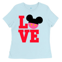 Baby Blue Minnie Mouse Ladies Tee - CowhideDigitalArt