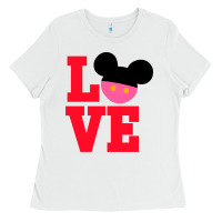 White Minnie Mouse Ladies Tee - CowhideDigitalArt