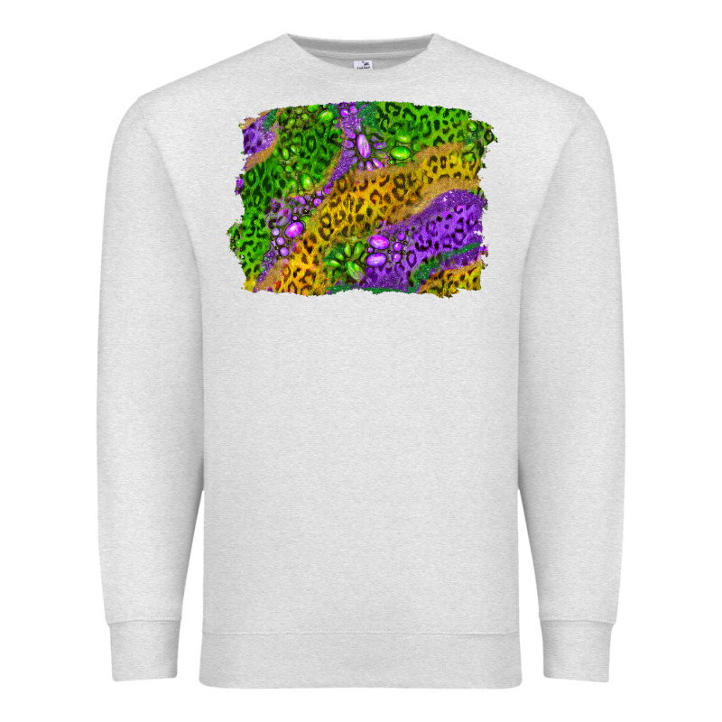 Mardi Gras Leopard Gemstone Background Premium Sweatshirt by RanaPortraitStore | Teevron