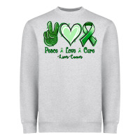 Heather Grey Peace Love Cure Liver Cancer Heavyweight Sweatshirt - Jasminsmagicworld