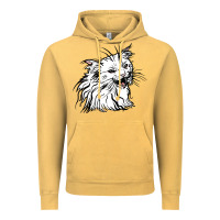 Vintage Mustard Drawing Cat Vintage Hoodie - RacoonDesign