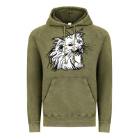 Vintage Olive Drawing Cat Vintage Hoodie - RacoonDesign