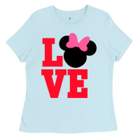 Baby Blue Minnie Mouse Ladies Tee - CowhideDigitalArt