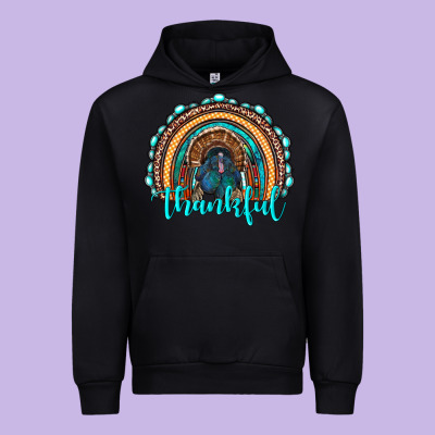 Western Thanksgiving Rainbow With Turkey Urban Hoodie Designed By Ranaportraitstore