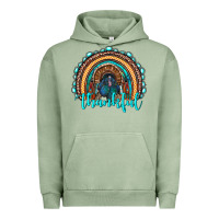 Pigment Oil Green western thanksgiving rainbow with turkey Urban Hoodie - RanaPortraitStore