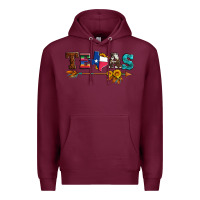 Burgundy texas with arrow and sunflowers Premium Hoodie - Artiststas