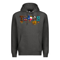 Charcoal Heather texas with arrow and sunflowers Premium Hoodie - Artiststas
