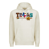 Oatmeal Heather texas with arrow and sunflowers Premium Hoodie - Artiststas