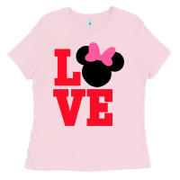 Bubblegum Pink Minnie Mouse Ladies Tee - CowhideDigitalArt