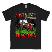 Black just a boy who loves tractors red tractor Classic Tee - BarkalooDesign