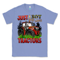 Colony Blue just a boy who loves tractors red tractor Classic Tee - BarkalooDesign