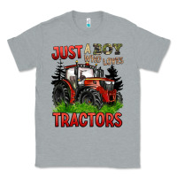 Heather Grey just a boy who loves tractors red tractor Classic Tee - BarkalooDesign