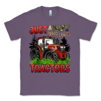 Lavender just a boy who loves tractors red tractor Classic Tee - BarkalooDesign